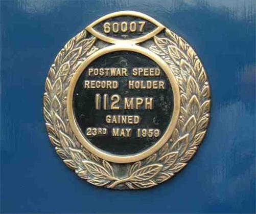 #60007s Post War II speed plaque 112 MPH